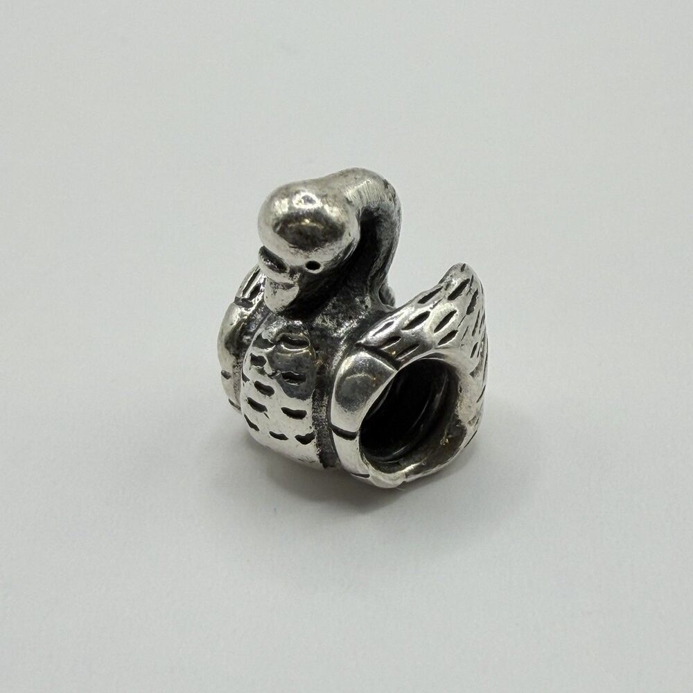 Pandora 925 Sterling Silver Charm Lot Swan Elephant Apple Worm 10.5g - Picture 4 of 8